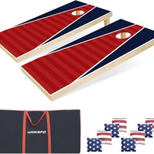 Hochwertiges 4x2FT Cornhole Set mit zwei Spielbrettern, bunten Spielsäcken und Tragetasche für Outdoor-Spiele.