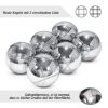 6 Boule Kugeln in glänzendem Metall mit unterschiedlichen Linienmustern, präsentiert in einer luxuriösen Tragetasche für Outdoor Boule-Spiele.