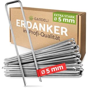 GARDELI® Anti-Rost Erdanker aus verzinktem Stahldraht, ideal für harte Böden und vielseitige Anwendungen. Stabile und langlebige Bodenanker, 5 mm Durchmesser, 20 cm lang, für sichere Befestigungen im Freien.