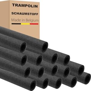 Robuste AWM Trampolin Schaumstoffpolster in Anthrazit, 100 cm lange Rohre zum Schutz von Trampolin-Stangen, hergestellt in der EU, 12 Stück für mehr Sicherheit beim Trampolinspringen.