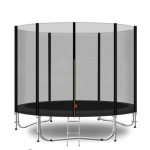 Outdoor Trampolin Ø 183 cm in Schwarz mit Schutznetz und Leiter für Kinder im Garten