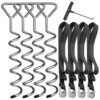 Hodzeed 4 Stück Bodenanker Set aus verzinktem und rostfreiem Stahl für die sichere Verankerung von Trampolinen, Schaukeln und Gartenmöbeln im Freien.