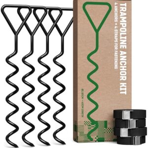 GardenGloss Bodenanker Trampolin Set mit 4 robusten Erdankern für sichere Befestigung im Boden, ideal für Trampoline.