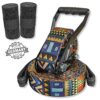 BUZZARD Ethno Slackline-Set 15 m mit buntem geometrischem Muster und robusten Baumschonern, ideal für Outdoor-Abenteuer und nachhaltiges Training.