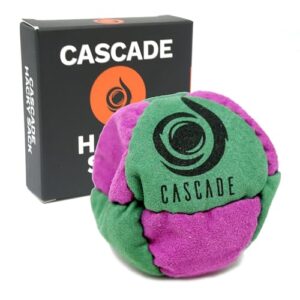 Cascade Pro Hacky Sack in Grün/Lila – ideales Sportgerät für Freestyle Tricks und Geschicklichkeitsspiele, besonders geeignet für Anfänger und Profis.