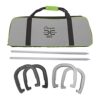 Champion Sports Elite Hufeisen-Set in Schwarz, Silber und Grün, inklusive Tragetasche und Stahlpfählen für das Hufeisenwerfen.