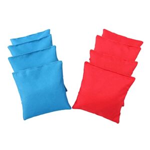 Original Cornhole Bean Bag Set mit 4 roten und 4 blauen Säckchen aus strapazierfähigem Stoff für Outdoor-Spiele und Geschicklichkeitstraining.