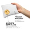 Weißes Cornhole Wurfsäckchen aus strapazierfähigem Canvas mit synthetischer Füllung, ideal für Outdoor-Spiele.