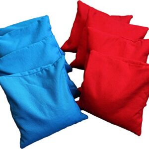Cornhole Säckchen 8er-Set in Rot und Blau, quadratische Wurfsäckchen für Outdoor-Spiel und Wettkämpfe, geeignet für Erwachsene und Kinder.