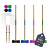 BEST SPORTING Crocket Set für Erwachsene und Kinder, bestehend aus bunten Holzschlägern, farbigen Kugeln und stabilen Metalltoren, ideal für Outdoor-Spiele im Garten oder Park.
