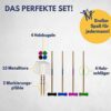 BEST SPORTING Crocket Set für Erwachsene und Kinder mit Schlägern, Kugeln, Metalltoren und Markierungspfählen für unterhaltsame Outdoor-Spiele und Gartenspiele.