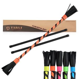 Diabolo Freizeitsport Flowerstick Basic in Orange-Schwarz, UV reaktiv, ideal für Anfänger im Jonglieren, mit zwei Glasfaser Handstäben für optimale Kontrolle und Griffigkeit.