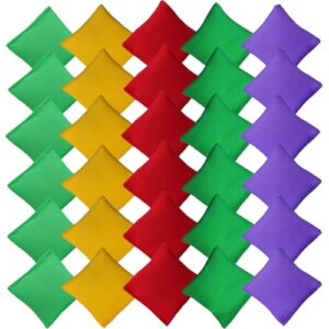 Bunte Cornhole Wurfsäckchen in verschiedenen Farben, ideal für Outdoor und Indoor Spiele, zur Förderung der motorischen Fähigkeiten von Kindern.