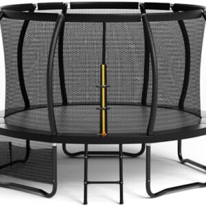 Rundes Flamaker Trampolin für den Außenbereich mit Sicherheitsnetz, ideal für Kinder und Erwachsene, belastbar bis 160 kg. Wetterfest und rostfrei mit stabiler Rahmenkonstruktion.