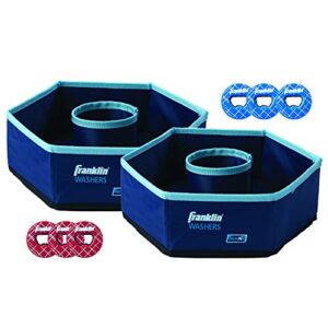 Franklin Sports Unisex-Erwachsene Starter Washer Toss Spielset mit zwei hexagonalen Spielboxen und roten sowie blauen Unterlegscheiben für Outdoor-Spaß.