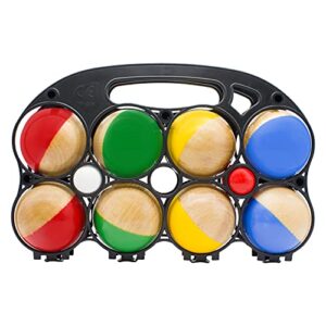 GICO Boccia Spiel aus massivem Holz mit 8 bunten Kugeln, Durchmesser 7 cm, für spannende Spiele im Freien, ideal für Familie und Freunde.