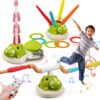 Hengrongshen 3 In 1 Musical Jump Toy für Kinder, zeigt eine bunte Schildkröte mit flexiblem Stäben und Ringen, ideal für Spiel und Bewegung, unterstützt motorische Fähigkeiten.