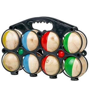 Spetebo Holz Boule Set mit 8 bunten Holz Kugeln in Tragetasche für Kinder und Erwachsene, ideal für Garten und Freizeit.