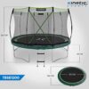 Rundes KINETIC SPORTS Trampolin im Federlos-Design 'Bungee Safety Elite' mit Sicherheitsnetz für Kinder und Erwachsene, Durchmesser 366 cm, geeignet für den Outdoor-Gebrauch.