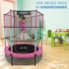KINETIC SPORTS Kinder Trampolin Jumper 140 cm mit Sicherheitsnetz und Gummiseil Federung, perfekt für Kinder von 3 bis 8 Jahren für sicheres Trampolinspringen und Spielspaß im Innenbereich.