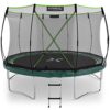 Rundes KINETIC SPORTS Trampolin im Federlos-Design mit Sicherheitsnetz und grüner Polsterung, Outdoor Gartentrampolin für Familien, Durchmesser 366 cm