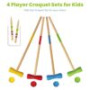 WOODENFUN Holz Krocket Set für 4 Spieler mit bunten Schlägern und Bällen, ideal für Kinder und Erwachsene im Freien.