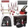 ALPIDEX Ninja Line Slackline Set 15 m mit Holzstangen, Ringen und Seilknoten zur Förderung von Geschicklichkeit und Fitness für Jugendliche und Erwachsene.