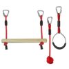 ALPIDEX Ninja Line Slackline Set mit 15 Metern Länge, Holzelementen, Ringen und Seilknoten für Geschicklichkeitstraining und Fitness für Jugendliche und Erwachsene.