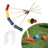 ORHEYA Krocket Set aus Holz mit farbigen Schlägern, Bällen und Wickets auf grünem Rasen für Garten- und Outdoor-Aktivitäten für bis zu 4 Spieler.