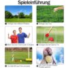 Anleitung zum Krocketspiel mit Schritten für den Spielaufbau, einschließlich der Platzierung von Pfosten und Toren, Bildung von Teams und Zielsetzungen.