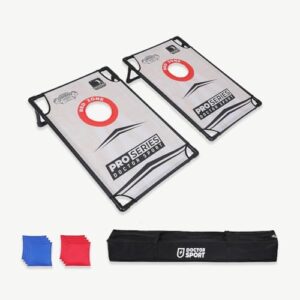 Original offizielles Cornhole Set mit 90x60 cm, geeignet für Outdoor- und Indoor-Events, inklusive Tragetasche und Spielobjekten für Spaß und Unterhaltung.