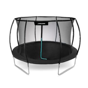 Outdoor Trampolin mit Durchmesser 244 cm, ausgestattet mit einem Sicherheitszaun und gepolsterten Stangen, ideal für Kinder und Fitnessaktivitäten im Garten.