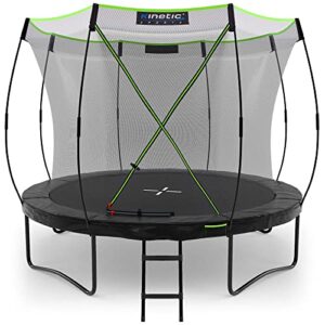 KINETIC SPORTS Premium Outdoor Trampolin 'Ultimate Pro' im Kürbis-Design, ideal für Kinder und Erwachsene, mit Sicherheitsnetz und Leiter, Durchmesser 305 cm, robust und stabil.
