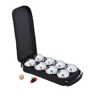 Relaxdays Pétanque Set mit 8 Metallkugeln, Zielkugel und Tragetasche für das Spiel im Freien.