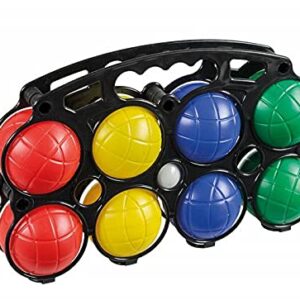 Farbenfrohes Premium Boccia Set mit acht bunten Kugeln in einer ergonomischen Tragetasche, ideal für Freizeitaktivitäten im Freien.