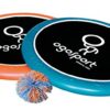 Schildkröt Ogo Sport Set mit zwei Ogo Softdiscs in orange und teal sowie einem bunten Wuschelball und einer Neopren Peteca für Outdoor-Spiele.
