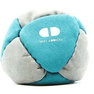 Skill Addicts Footbag in dunklem Türkis Grau, ideal für Freestyle-Spieler jeden Alters und Fähigkeitsniveaus, mit einer 8-Panel-Konstruktion für optimale Haltbarkeit und Spielmechanik.