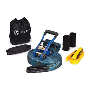 Klarfit Slackline Set für Kinder und Erwachsene, inklusive Ratsche, Baumschutz und Übungsline, ideal für Outdoor-Fitness und Balance-Training
