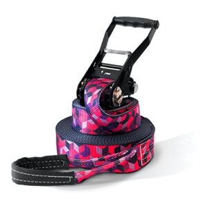 Slackline Set 'Cubes' mit einer Länge von 15 Metern, ideal für Kinder und Erwachsene, umfasst Ratsche, Baumschützer und Tragebeutel.