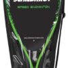 Speed-Badminton Set bestehend aus zwei handlichen Aluminium-Rackets, drei windstabilen Bällen und einer praktischen Tragetasche in grün-schwarz, ideal für Outdoor-Spiele.