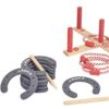 Überwurf throwj8606 Holzspielset mit Hufeisen und Ringen zur Förderung von Geschicklichkeit und Teamgeist für Kinder und Erwachsene.