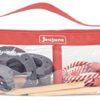 Überwurf throwj8606 Spielset aus Holz mit Ringen und Hufeisen in einer durchsichtigen Tasche. Das Set enthält Spielzeuge zur Förderung von Geschicklichkeit und Teamgeist, ideal für Kinder und Erwachsene.