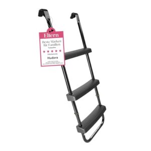 Hudora Universalleiter - rutschhemmende Trampolinleiter mit breiten Stufen und höhenverstellbarem Design für sicheren Zugang zu Trampolinen