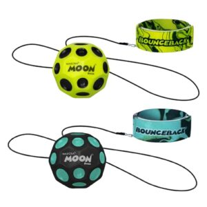 Waboba Bounceball – Rückkehrender Mond: Zwei unterschiedliche Bälle mit Handgelenkbändern, ideal für aktive Spiele drinnen und draußen.