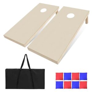 4x2FT Cornhole Set mit hölzernen Spielplatten, 8 farbigen Spielbeuteln und Tragetasche für Outdoor-Spielspaß