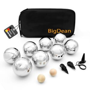 Boule Set mit 8 Edelstahl-Kugeln für Boccia-Spiel, perfekt für Strand, Garten oder Freunde