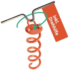 Hochwertiger Spiralbodenanker zum Eindrehen für Trampoline, Schaukeln und Pavillons in orange mit drehbarem Griff