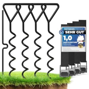 EARTHVENTURE Bodenanker Trampolin Set mit robusten Erdankern und verstellbaren Spanngurten für sichere Befestigung von Trampolinen und Outdoor-Spielgeräten.