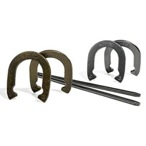Franklin Hufeisenwurfspiel-Set mit vier Hufeisen in Gold und Silber sowie zwei Stahlstangen für Outdoor-Spiele – ideal für Kinder und Erwachsene
