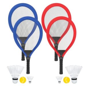 Softballspiel mit 4 Schlägern, 2 XXL Federbällen und 4 weiteren Bällen für Kinder, ideal für Sommerspiele im Garten, Park oder Strand